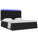 LED opbevarings seng med madras Sort 160 x 200 cm Stof