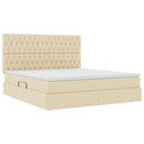 LED opbevarings seng med madras Creme 160 x 200 cm Stof