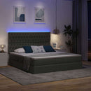 LED opbevarings seng med madras Mørkegrå 180 x 200 cm Stof
