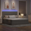 LED opbevarings seng med madras Gråbrun 180 x 200 cm Stof