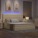 LED opbevarings seng med madras Creme 180 x 200 cm Stof