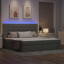 LED opbevarings seng med madras Lysegrå 200 x 200 cm Stof