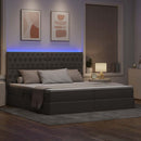 LED opbevarings seng med madras Gråbrun 200 x 200 cm Stof