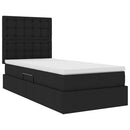 LED opbevarings seng med madras Sort 90 x 190 cm Stof