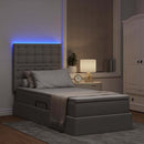 LED opbevarings seng med madras Gråbrun 90 x 190 cm Stof