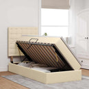 LED opbevarings seng med madras Creme 90 x 190 cm Stof