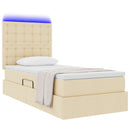 LED opbevarings seng med madras Creme 90 x 200 cm Stof