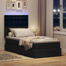 LED opbevarings seng med madras Sort 100 x 200 cm Stof