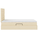 LED opbevarings seng med madras Cremefarvet 120 x 190 cm Stof