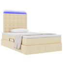 LED opbevarings seng med madras Creme 120 x 200 cm Stof