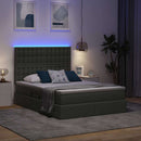 LED opbevarings seng med madras Mørkegrå 140 x 190 cm Stof