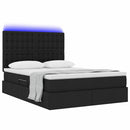 LED opbevarings seng med madras Sort 140 x 200 cm Stof