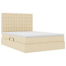 LED opbevarings seng med madras Creme 140 x 200 cm Stof