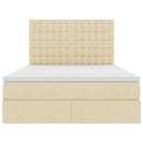 LED opbevarings seng med madras Creme 140 x 200 cm Stof