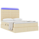 LED opbevarings seng med madras Creme 140 x 200 cm Stof