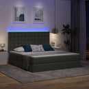 LED opbevarings seng med madras Mørkegrå 180 x 200 cm Stof