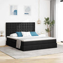 LED opbevarings seng med madras Sort 180 x 200 cm Stof