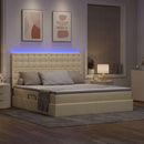 LED opbevarings seng med madras Creme 180 x 200 cm Stof