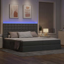 LED opbevarings seng med madras Lysegrå 200 x 200 cm Stof
