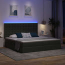 LED opbevarings seng med madras Mørkegrå 200 x 200 cm Stof