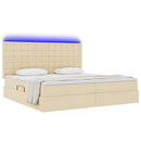 LED opbevarings seng med madras Creme 200 x 200 cm Stof