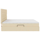 LED opbevarings seng med madras Creme 200 x 200 cm Stof