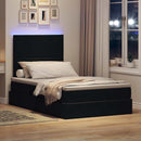 LED opbevarings seng med madras Sort 120 x 200 cm Fløjl