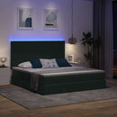 LED opbevarings seng med madras Mørkegrøn 160 x 200 cm Fløjl