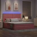 LED opbevarings seng med madras Lyserød 180 x 200 cm Fløjl