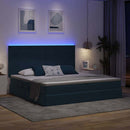 LED opbevarings seng med madras Mørk blå 200 x 200 cm Fløjl