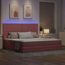 LED opbevarings seng med madras Lyserød 200 x 200 cm Fløjl