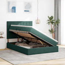 LED opbevarings seng med madras Mørkegrøn 140 x 190 cm Fløjl