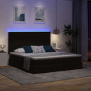LED opbevarings seng med madras Sort 160 x 200 cm Fløjl