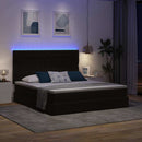 LED opbevarings seng med madras Sort 180 x 200 cm Fløjl