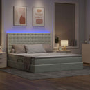 LED opbevarings seng med madras Lysegrå 160 x 200 cm Fløjl