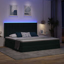 LED opbevarings seng med madras Mørkegrøn 200 x 200 cm Fløjl