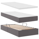 Seng med opbevaring og LED Grå 180 x 200 cm Kunstlæder