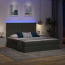 LED opbevarings seng med madras Mørkegrå 180 x 200 cm Stof