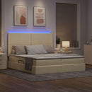 LED opbevarings seng med madras Creme 180 x 200 cm Stof