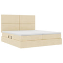LED opbevarings seng med madras Creme 200 x 200 cm Stof
