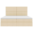LED opbevarings seng med madras Creme 200 x 200 cm Stof