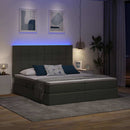LED opbevarings seng med madras Mørkegrå 180 x 200 cm Stof