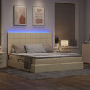 LED opbevarings seng med madras Creme 180 x 200 cm Stof