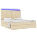 LED opbevarings seng med madras Creme 180 x 200 cm Stof