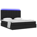 LED opbevarings seng med madras Sort 200 x 200 cm Stof