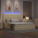 LED opbevarings seng med madras Creme 180 x 200 cm Stof