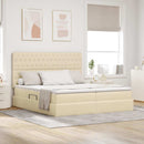 LED opbevarings seng med madras Creme 180 x 200 cm Stof