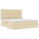 LED opbevarings seng med madras Creme 180 x 200 cm Stof