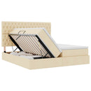 LED opbevarings seng med madras Creme 180 x 200 cm Stof