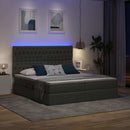 LED opbevarings seng med madras Mørkegrå 200 x 200 cm Stof